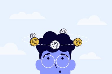 illustration with money circling a person's head