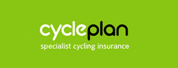 = Aviva's yellow, blue and green logo on the left and CyclePlan's green, black and white logo on the right. 